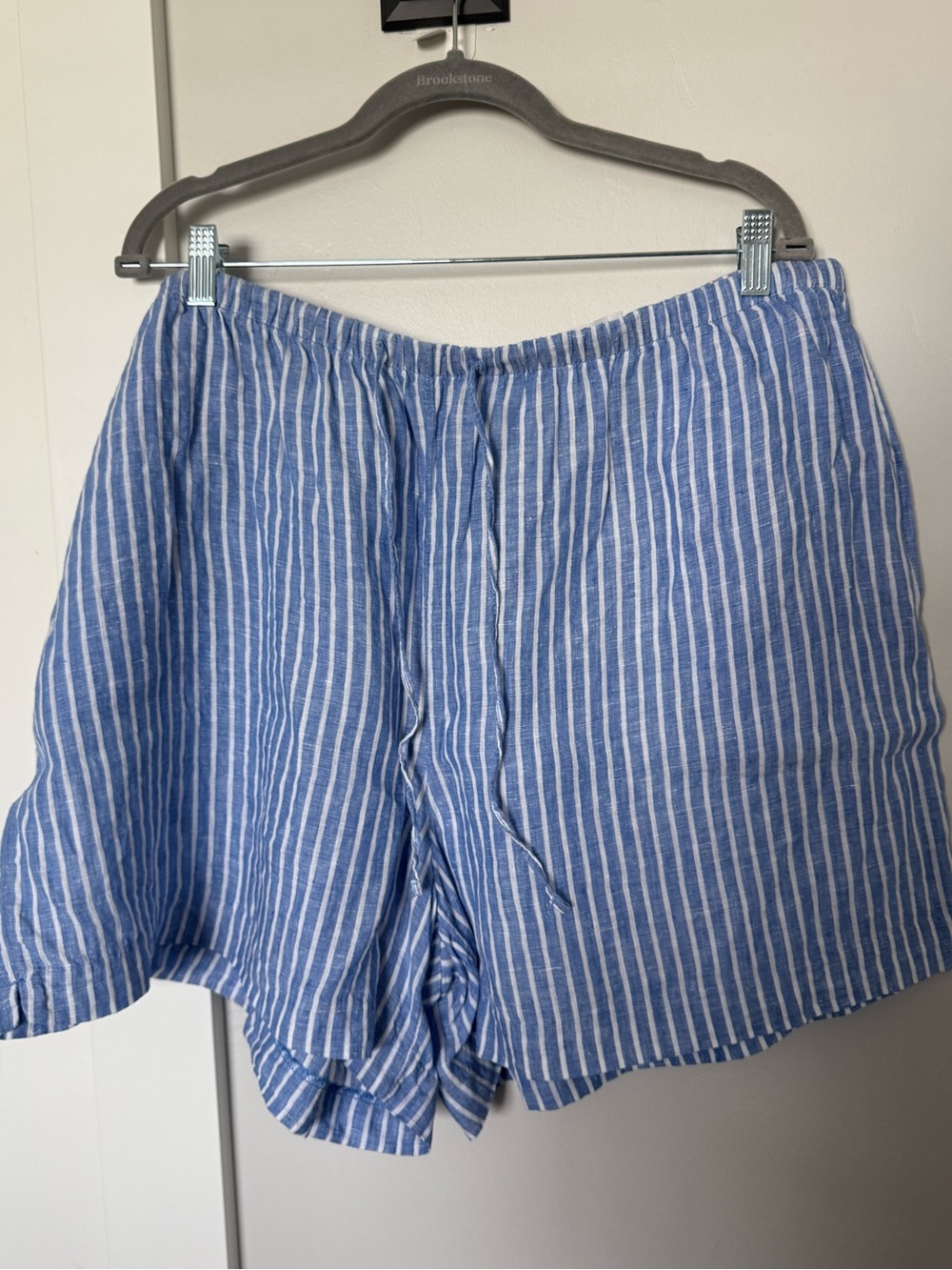 H&M Blue and White Striped Women's Linen Shorts